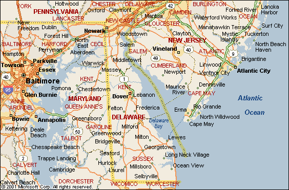 map of delaware state. (Click on the map to view a