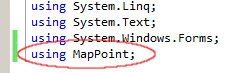 MapPoint Visual Studio