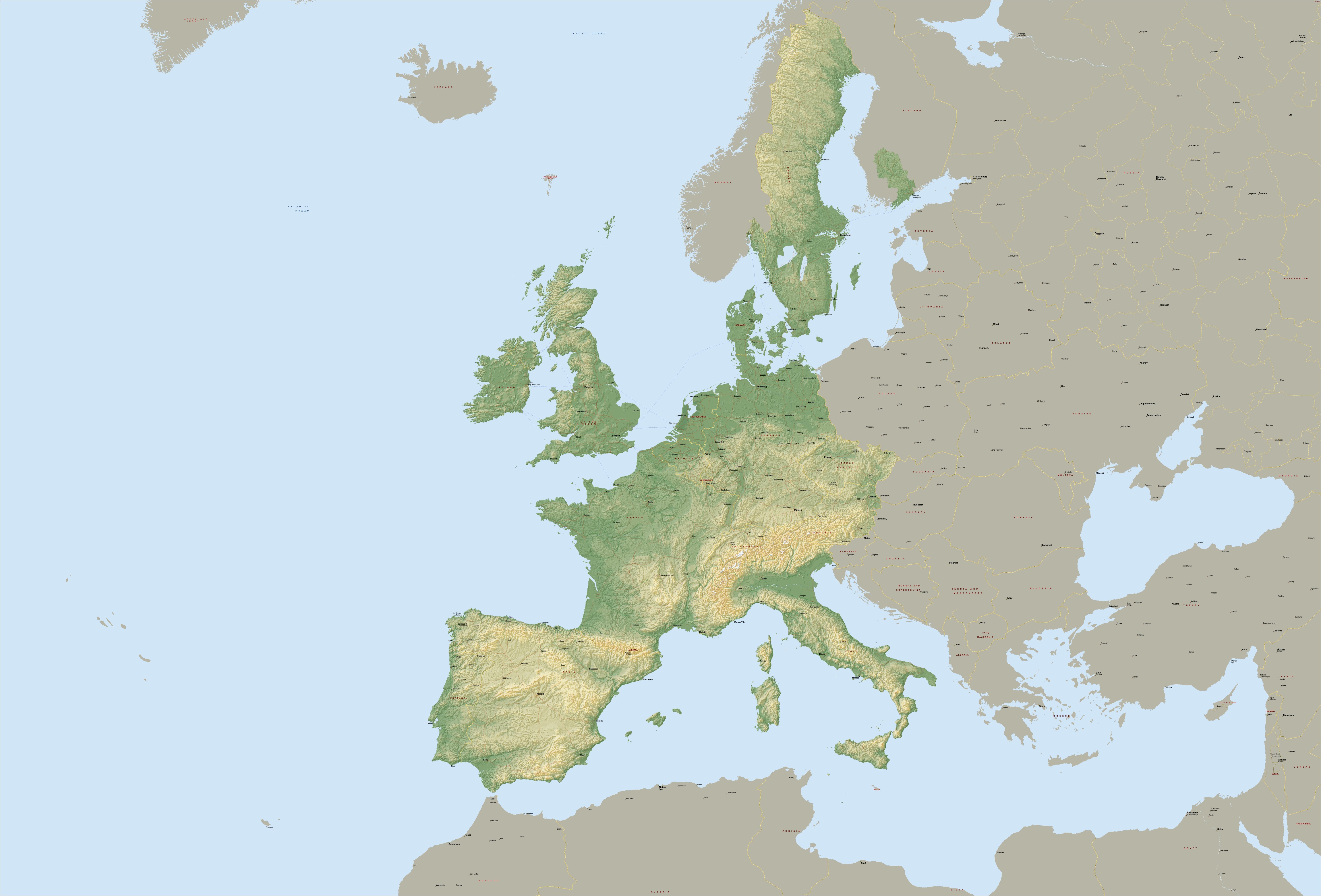 Map Of Europe Terrain